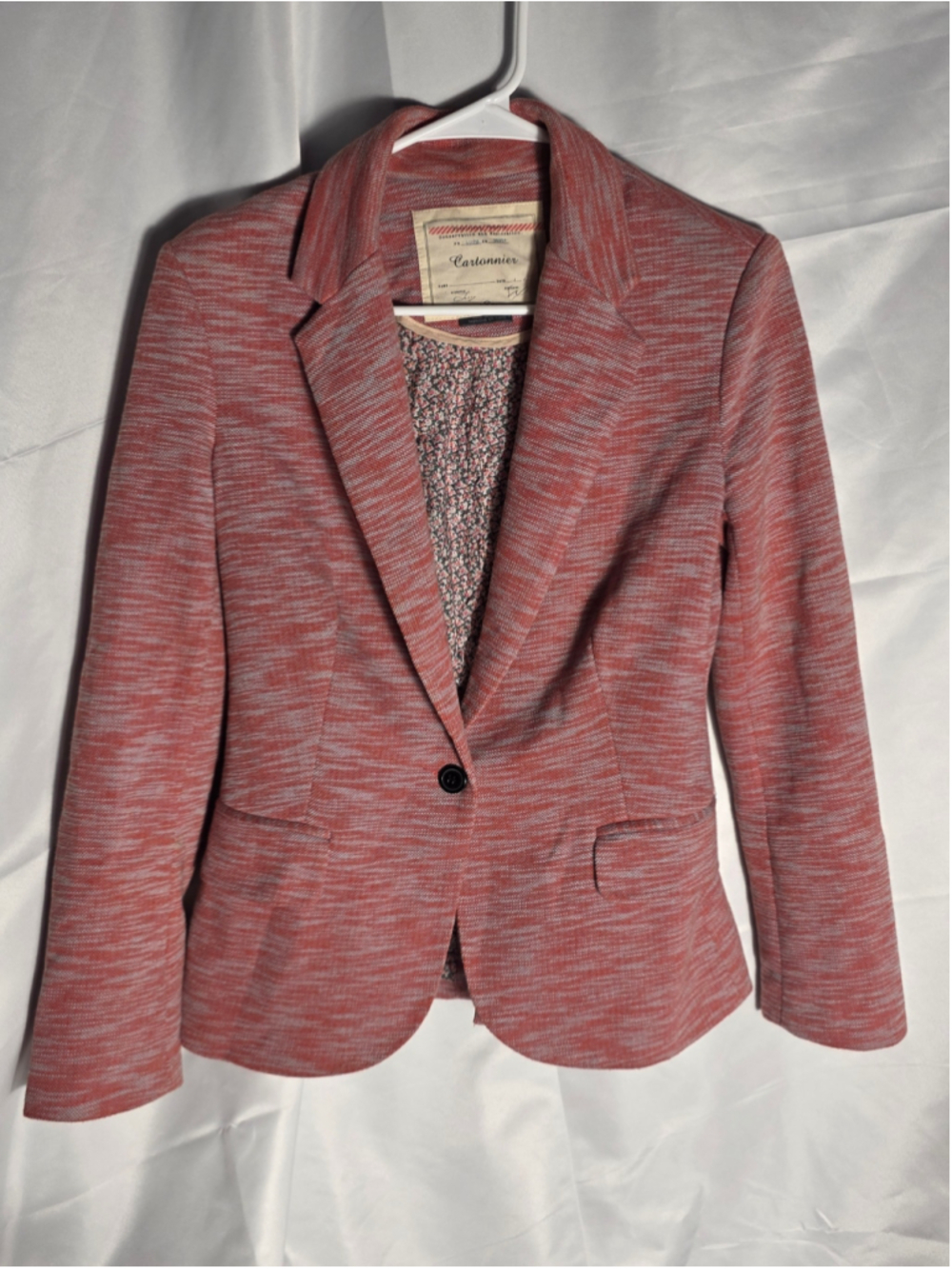 Women's Cartonnier Blazer Jacket Size XS Red White Textured vintage-inspired y2k